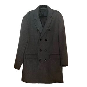 NEW Men's Premium Double Breasted gray Woolen Pea Coat
